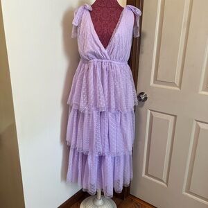 Lilac tiered maternity dress XL